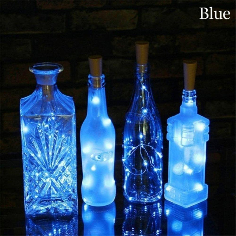 Wine Bottle Lights with Cork, 20 LED Battery Operated String Lights, Warm White Decorative Fairy Lights, Mini Copper Wire Lights for Bedroom Decor, Valentine'S Day Party Wedding Decorations, 1 PCS Home & Garden > Decor > Seasonal & Holiday Decorations Yinrunx Blue  