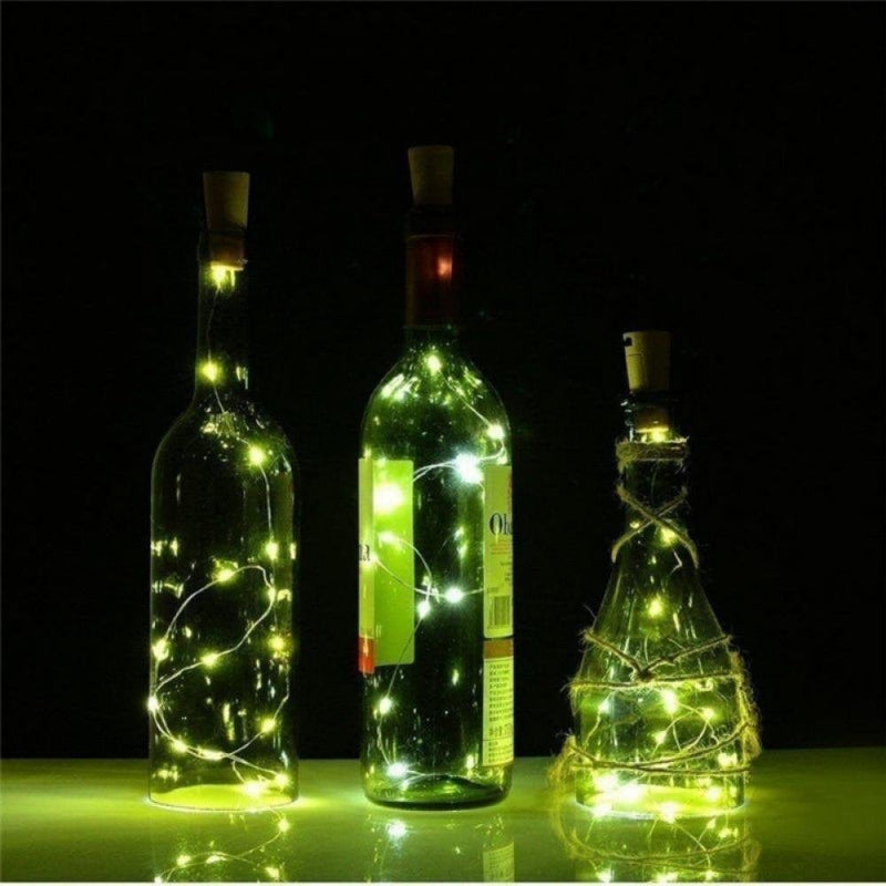 Wine Bottle Lights with Cork, 20 LED Battery Operated String Lights, Warm White Decorative Fairy Lights, Mini Copper Wire Lights for Bedroom Decor, Valentine'S Day Party Wedding Decorations, 1 PCS Home & Garden > Decor > Seasonal & Holiday Decorations Yinrunx Green  