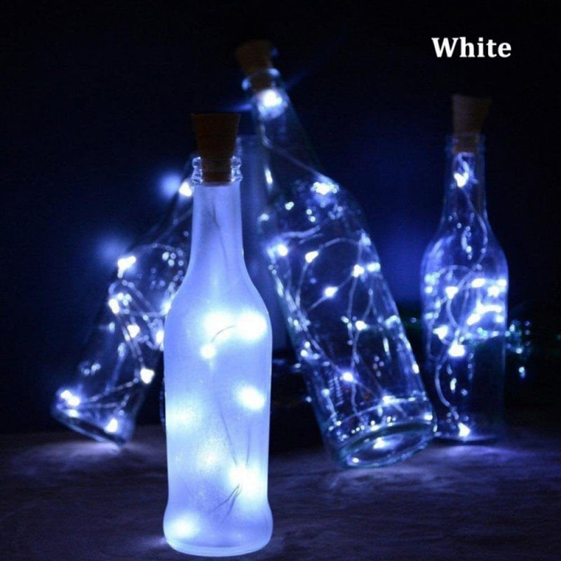Wine Bottle Lights with Cork, 20 LED Battery Operated String Lights, Warm White Decorative Fairy Lights, Mini Copper Wire Lights for Bedroom Decor, Valentine'S Day Party Wedding Decorations, 1 PCS Home & Garden > Decor > Seasonal & Holiday Decorations Yinrunx White  