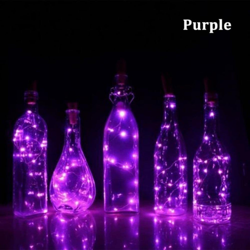 Wine Bottle Lights with Cork, 20 LED Battery Operated String Lights, Warm White Decorative Fairy Lights, Mini Copper Wire Lights for Bedroom Decor, Valentine'S Day Party Wedding Decorations, 1 PCS Home & Garden > Decor > Seasonal & Holiday Decorations Yinrunx Purple  