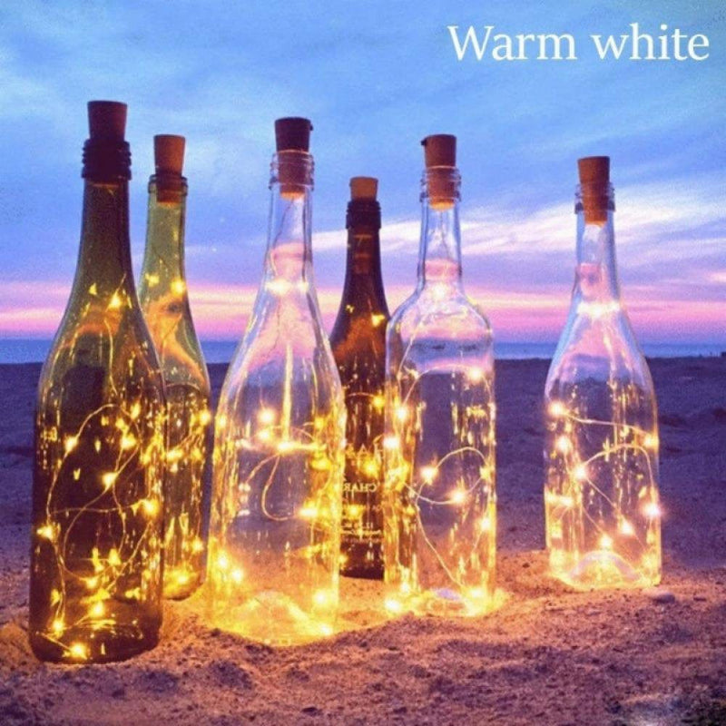 Wine Bottle Lights with Cork, 20 LED Battery Operated String Lights, Warm White Decorative Fairy Lights, Mini Copper Wire Lights for Bedroom Decor, Valentine'S Day Party Wedding Decorations, 1 PCS Home & Garden > Decor > Seasonal & Holiday Decorations Yinrunx Warm White  