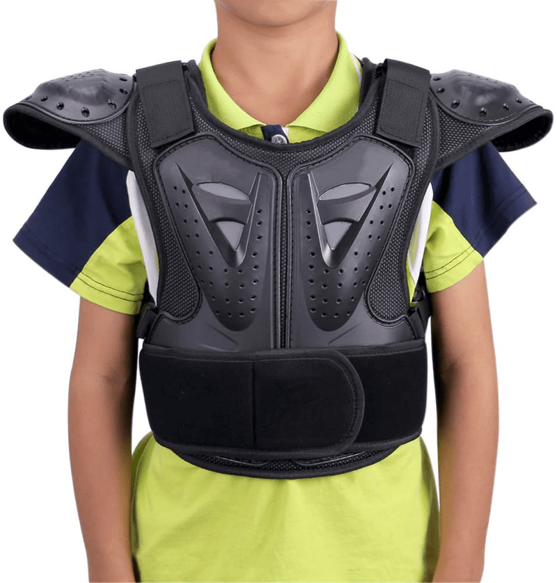 WINGOFFLY Kids Chest Spine Protector Body Armor Vest Protective Gear for Dirt Bike Motocross Snowboarding Skiing, Black L