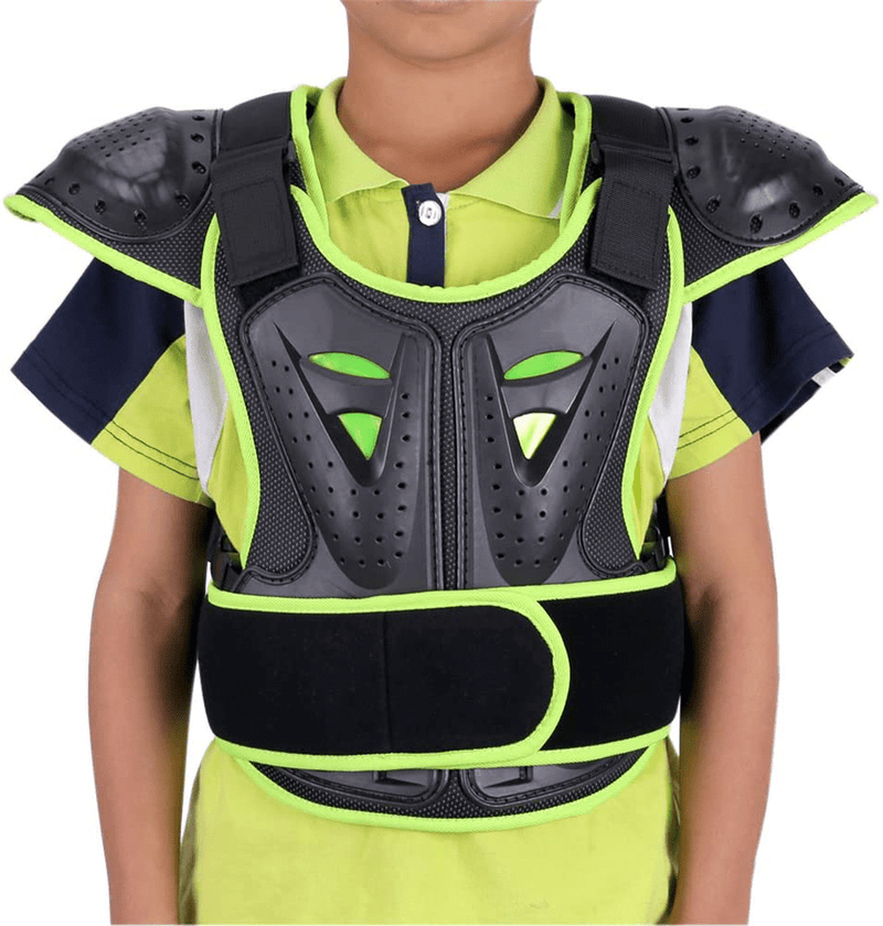 WINGOFFLY Kids Chest Spine Protector Body Armor Vest Protective Gear for Dirt Bike Motocross Snowboarding Skiing, Black L  WINGOFFLY Green M waist 26.5-29.5'' height 45-51'' 