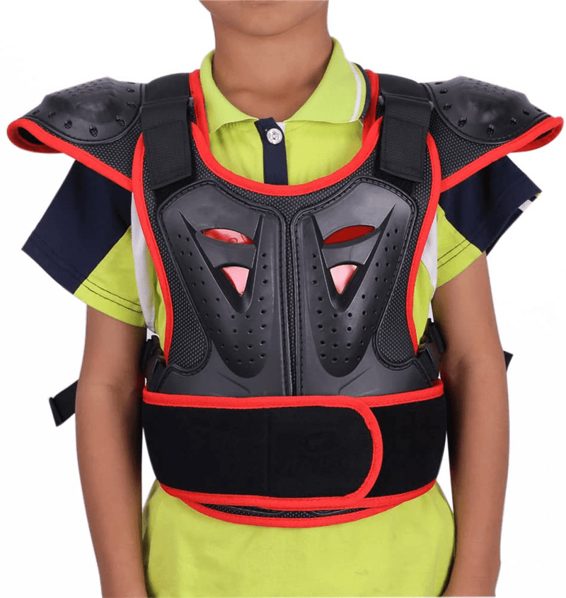 WINGOFFLY Kids Chest Spine Protector Body Armor Vest Protective Gear for Dirt Bike Motocross Snowboarding Skiing, Black L
