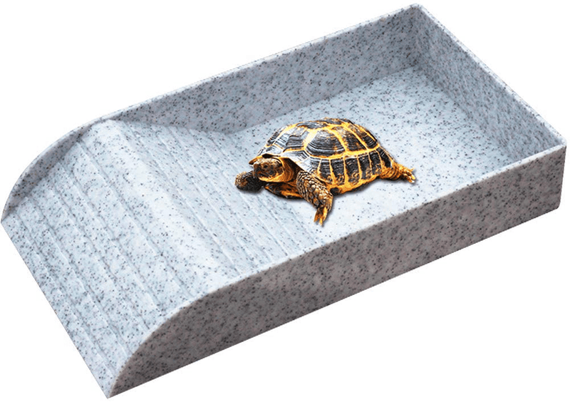 WINGOFFLY Large Reptile Feeding Dish with Ramp and Basking Platform Plastic Turtle Food and Water Bowl Also Fit for Bath Aquarium Habitat for Lizards Amphibians Animals & Pet Supplies > Pet Supplies > Reptile & Amphibian Supplies > Reptile & Amphibian Habitats WINGOFFLY Emulational Granite  