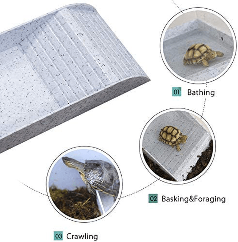 WINGOFFLY Large Reptile Feeding Dish with Ramp and Basking Platform Plastic Turtle Food and Water Bowl Also Fit for Bath Aquarium Habitat for Lizards Amphibians Animals & Pet Supplies > Pet Supplies > Reptile & Amphibian Supplies > Reptile & Amphibian Habitats WINGOFFLY   