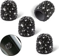 WINKA Set of 4 Rhinestone Tire Valve Stem Caps Bling Car Accessory Compatible with Universal Wheel Air Stem Valve Black Sporting Goods > Outdoor Recreation > Winter Sports & Activities Automotive-valve-stem-caps Diamond Valve Caps-Black  