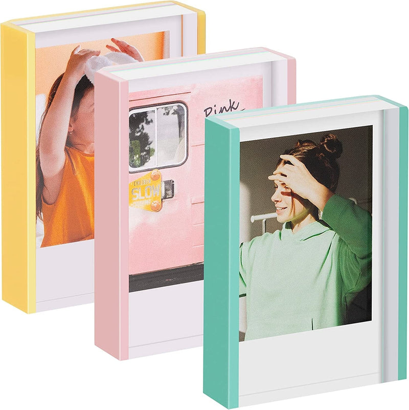 WINKINE Instax Mini Photo Frames 2X3, Polaroid Picture Frames 3 Pack Mini Acrylic Picture Frames for Desktop Tabletop, Mini Instant Photo Frames for Fujifilm & Polaroid Film, Polaroid Frame for Photos