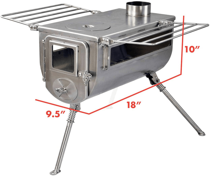 WINNERWELL Woodlander Double-View Large Tent Stove | Portable Wood Burning Tent Stove for Tents, Shelters, and Camping | 1500 Cubic Inch Firebox | Stainless Steel Construction | Includes Chimney Pipe Sporting Goods > Outdoor Recreation > Camping & Hiking > Tent Accessories Winnerwell Manufacturing   