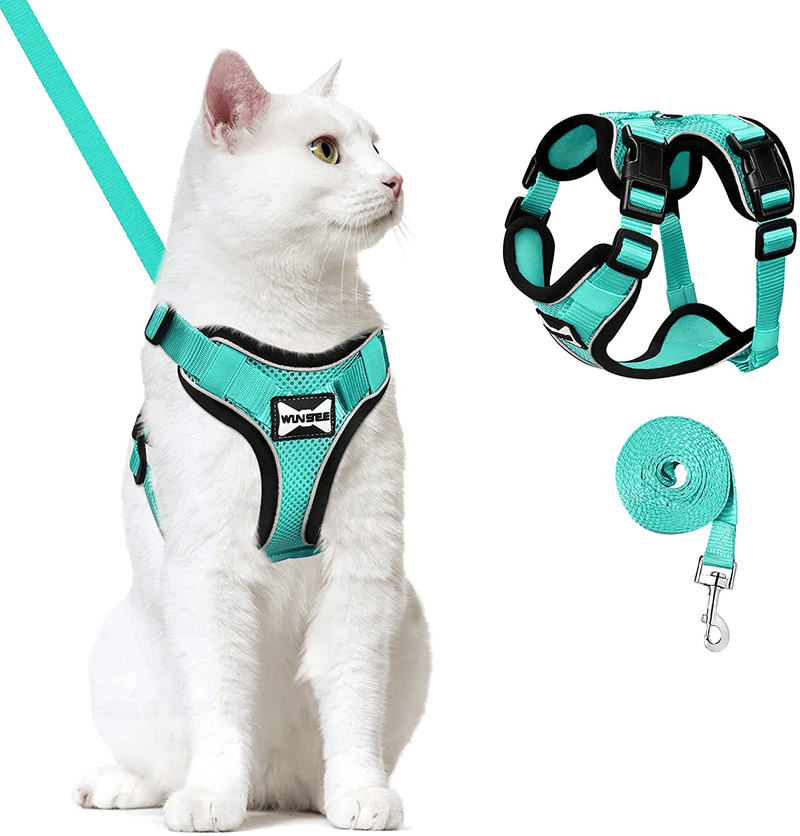 WINSEE Cat Harness and Leash Set Escape Proof Safe Cat Vest Harness for Walking Outdoor Reflective Adjustable Soft Mesh Pet Harness Easy Control Breathable Jacket for Small Medium Large Cats Animals & Pet Supplies > Pet Supplies > Cat Supplies > Cat Apparel WINSEE Emerald S:Neck 9-18"｜Chest 13-22" 