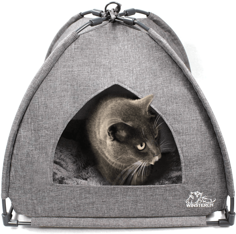 Winsterch Cat Bed Cave for Indoor Cats,Pet Tent Cave for Cats Small Dogs Kitten Bed with Removable Washable Cushion Animals & Pet Supplies > Pet Supplies > Cat Supplies > Cat Beds Winsterch Grey 18.5'' x 18.5'' x 15.8'' 