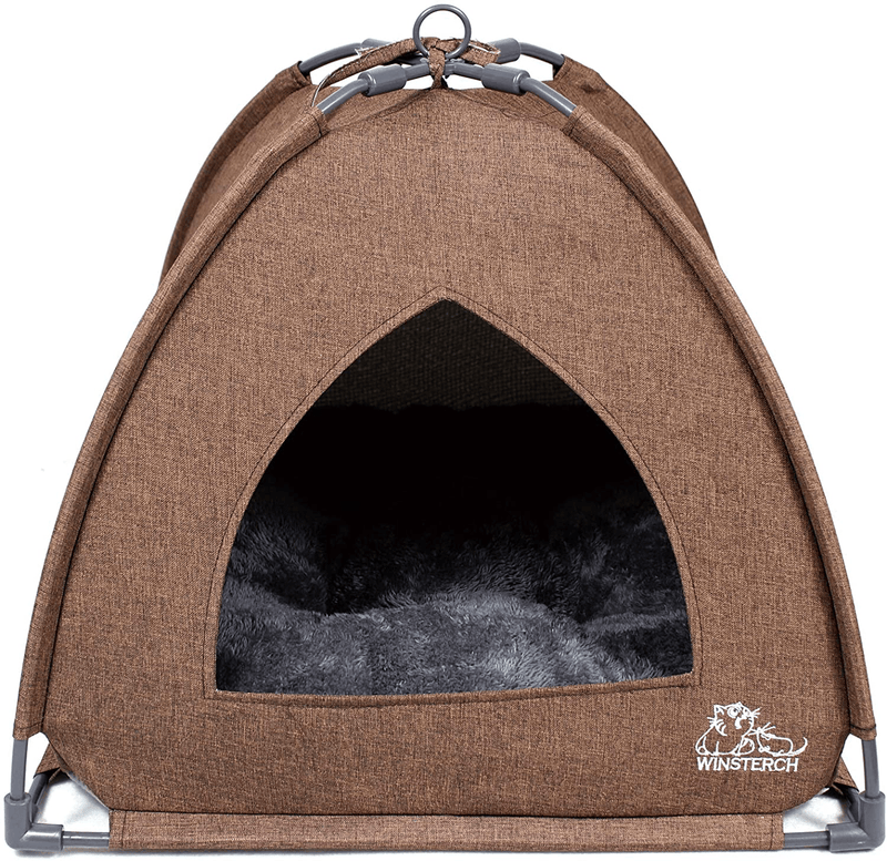 Winsterch Cat Bed Cave for Indoor Cats,Pet Tent Cave for Cats Small Dogs Kitten Bed with Removable Washable Cushion Animals & Pet Supplies > Pet Supplies > Cat Supplies > Cat Beds Winsterch W-Brown 18.5'' x 18.5'' x 15.8'' 