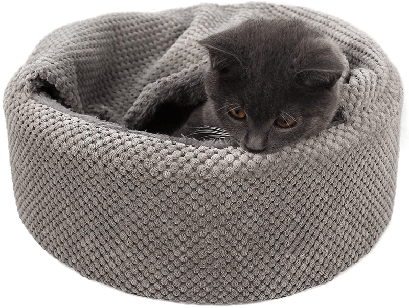 Winsterch Washable Warming Cat Bed House, round Soft Cat Beds,Pet Sofa Kitten Bed, Small Cat Pet Beds