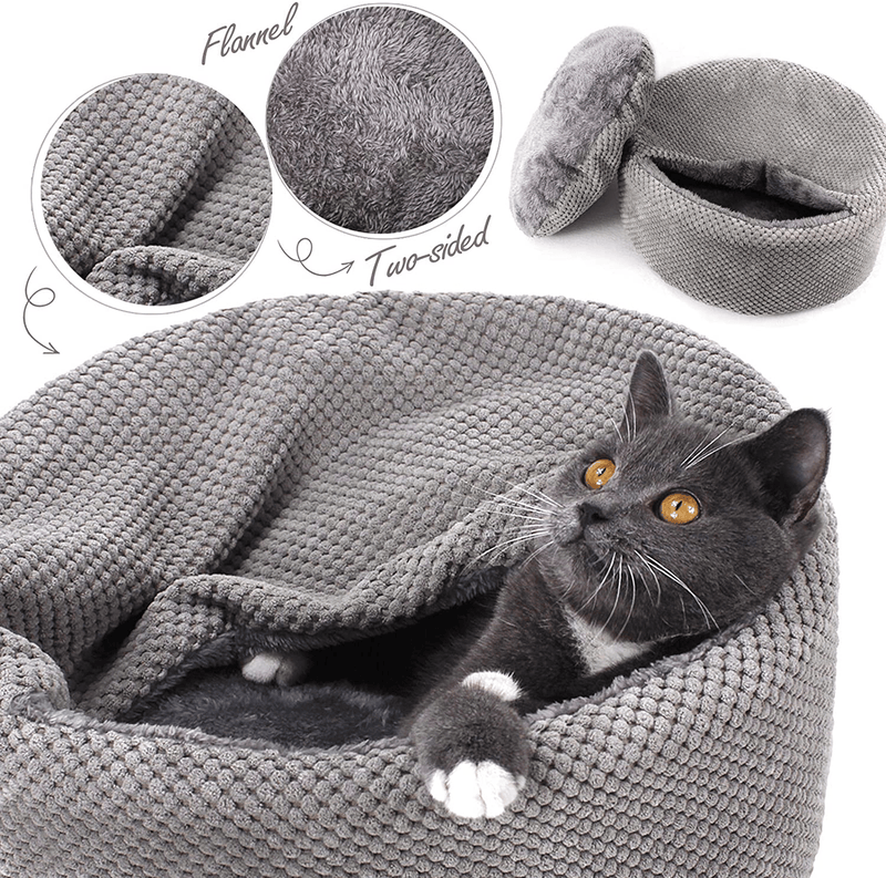 Winsterch Washable Warming Cat Bed House, round Soft Cat Beds,Pet Sofa Kitten Bed, Small Cat Pet Beds