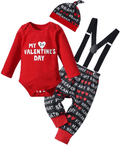 WIQI Newborn Infant Baby Boys My First Valentine’S Day Outfit Long Sleeve Romper Heart Breaker Bib Pants Home & Garden > Decor > Seasonal & Holiday Decorations WIQI Red 3-6 Months 
