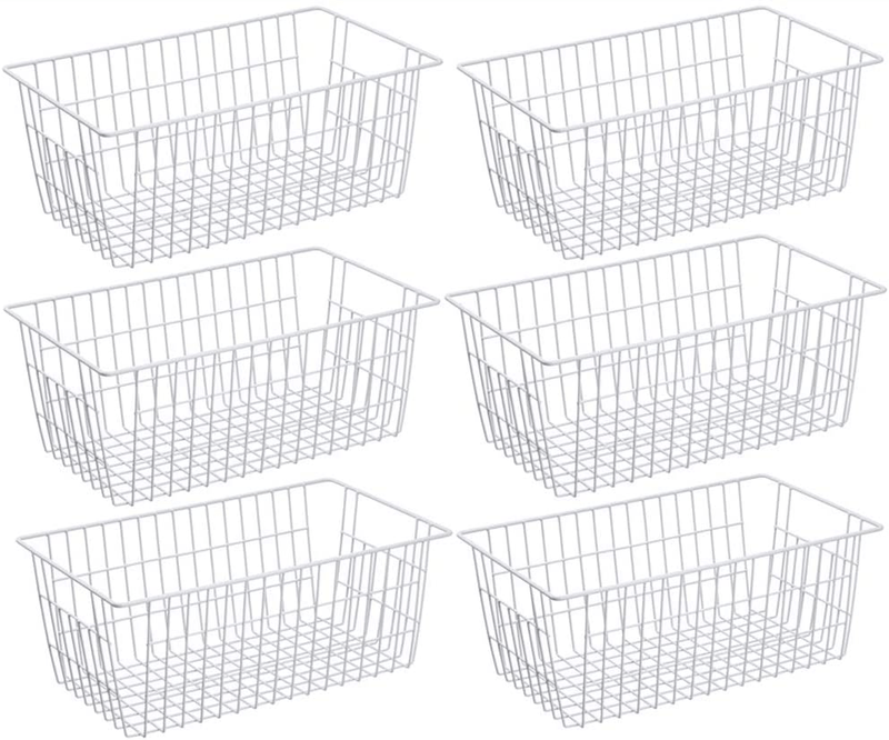 Wire Metal Baskets - Farmhouse Organizer Storage Bins Large Organizer Bins for Shelf Storage, Office, Bathroom, Pantry Organization Storage Bins Rack with Handles-Set of 6 Home & Garden > Kitchen & Dining > Food Storage SANNO   