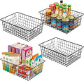 Wire Storage Baskets for Organizing, Vtopmart 4 Pack Metal Wire Freezer Organizer Bins with Handles, Large Pantry Baskets for Kitchen Cabinets, Bathroom, Laundry, Garage, Black Home & Garden > Household Supplies > Storage & Organization Vtopmart Black 16.1”L x 11.4”W x 4.6”H 