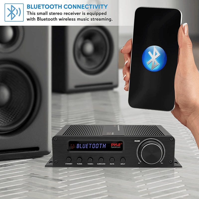 Wireless Bluetooth Home Audio Amplifier - 100W 5 Channel Home Theater Power Stereo Receiver, Surround Sound w/ HDMI, AUX, FM Antenna, Subwoofer Speaker Input, 12V Adapter - Pyle PFA540BT Electronics > Audio > Audio Components > Audio & Video Receivers Pyle   