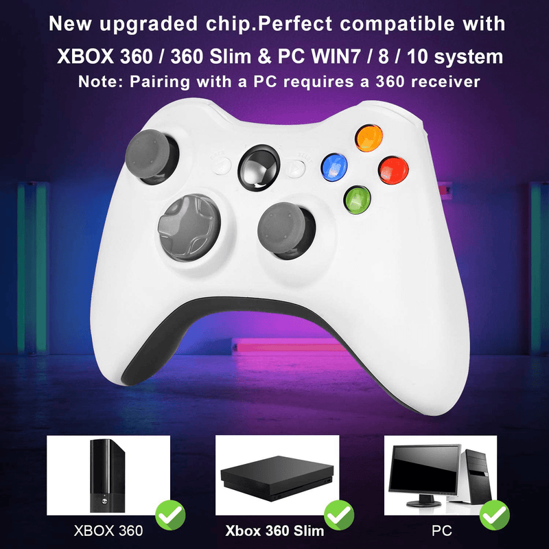 Wireless Controller Compatible with Xbox 360, Astarry 2.4GHZ Game Controller Gamepad Joystick Compatible with Xbox & Slim 360 PC Windows 7, 8, 10 (White) Electronics > Electronics Accessories > Computer Components > Input Devices > Game Controllers > Gaming Pads ASTARRY   