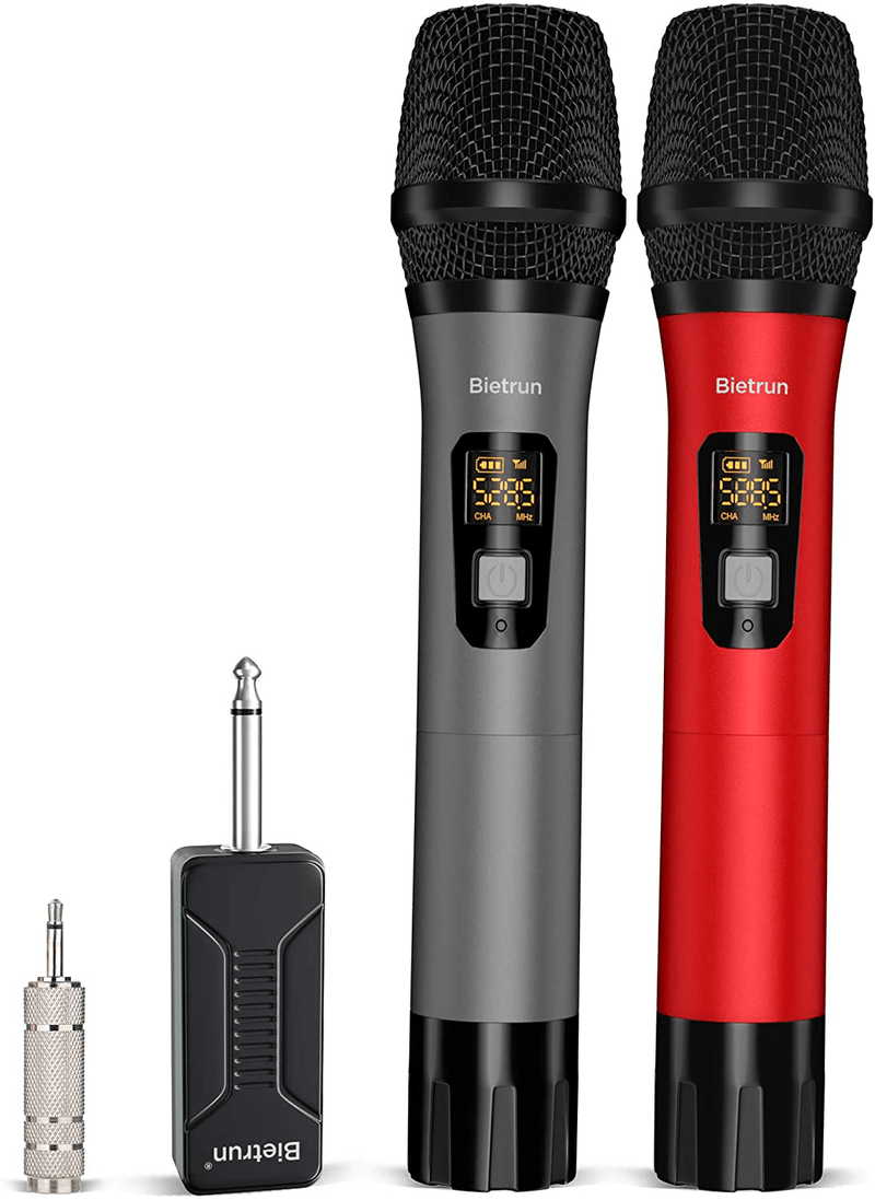 Wireless Microphone, UHF Wireless Dual Handheld Dynamic Mic System Set with Rechargeable Receiver, 160ft Range, 6.35mm(1/4'') Plug, for Karaoke, Voice Amplifier, PA System, Singing Machine, Church Electronics > Audio > Audio Components > Microphones Bietrun Default Title  