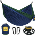 Wise Owl Outfitters Camping Hammock - Portable Hammock Single or Double Hammock Camping Accessories for Outdoor, Indoor W/ Tree Straps Sporting Goods > Outdoor Recreation > Winter Sports & Activities Wise Owl Outfitters Navy Blue & Forrest Green Medium 