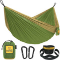 Wise Owl Outfitters Camping Hammock - Portable Hammock Single or Double Hammock Camping Accessories for Outdoor, Indoor W/ Tree Straps Sporting Goods > Outdoor Recreation > Winter Sports & Activities Wise Owl Outfitters Green & Khaki Large 