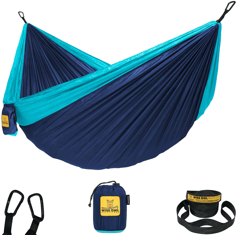 Wise Owl Outfitters Camping Hammocks - Portable Hammock Single or Double Hammock for Outdoor, Indoor w/ Tree Straps - Backpacking, Travel, and Camping Gear Home & Garden > Lawn & Garden > Outdoor Living > Hammocks Wise Owl Outfitters Navy & Lt Blue Medium 