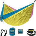 Wise Owl Outfitters Camping Hammocks - Portable Hammock Single or Double Hammock for Outdoor, Indoor w/ Tree Straps - Backpacking, Travel, and Camping Gear Home & Garden > Lawn & Garden > Outdoor Living > Hammocks Wise Owl Outfitters Yellow & Blue Large 