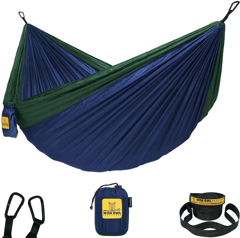 Wise Owl Outfitters Camping Hammocks - Portable Hammock Single or Double Hammock for Outdoor, Indoor w/ Tree Straps - Backpacking, Travel, and Camping Gear Home & Garden > Lawn & Garden > Outdoor Living > Hammocks Wise Owl Outfitters Navy & Forest Large 