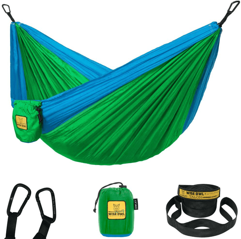 Wise Owl Outfitters Kids Hammock - Small, Portable Camping Hammock for Kids & Toddlers w/ Tree Straps and Carabiners for Indoor/Outdoor Use Home & Garden > Lawn & Garden > Outdoor Living > Hammocks Wise Owl Outfitters Ow Kelly Green & Cobalt Blue  
