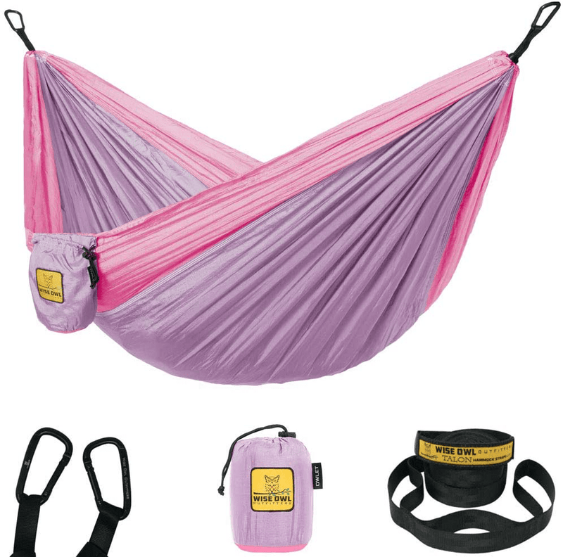Wise Owl Outfitters Kids Hammock - Small, Portable Camping Hammock for Kids & Toddlers w/ Tree Straps and Carabiners for Indoor/Outdoor Use Home & Garden > Lawn & Garden > Outdoor Living > Hammocks Wise Owl Outfitters Ow Lavender & Pink  
