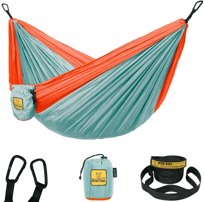 Wise Owl Outfitters Kids Hammock - Small, Portable Camping Hammock for Kids & Toddlers w/ Tree Straps and Carabiners for Indoor/Outdoor Use Home & Garden > Lawn & Garden > Outdoor Living > Hammocks Wise Owl Outfitters Ow Cloud Blue & Tangerine  