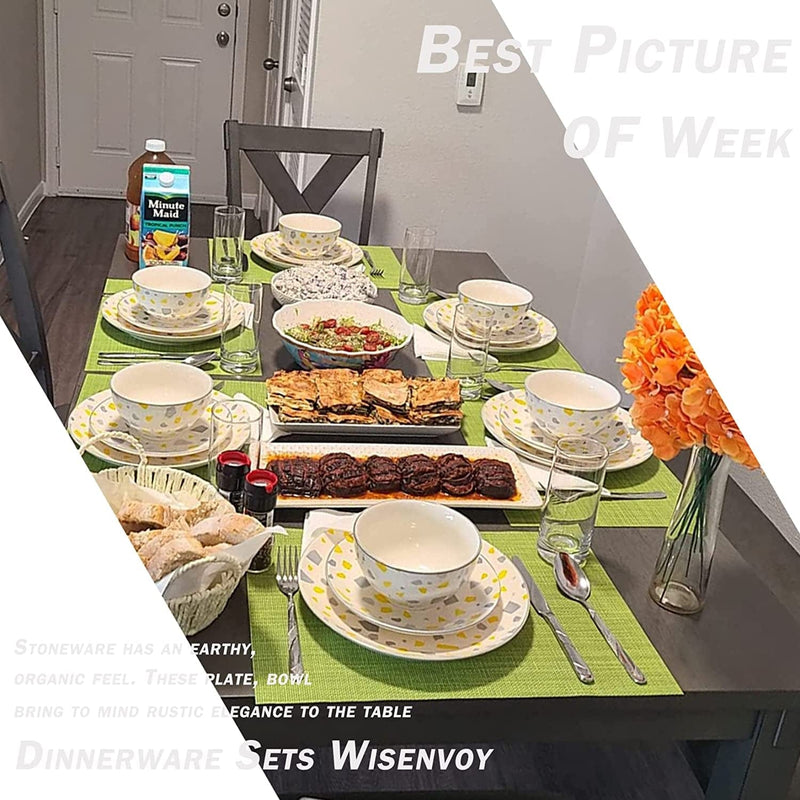 Wisenvoy Dinnerware Sets Plates and Bowls Sets 12 Piece Dish Set Plate Set Ceramic Dinnerware Set Dishes Set for 4 Home & Garden > Kitchen & Dining > Tableware > Dinnerware Wisenvoy   