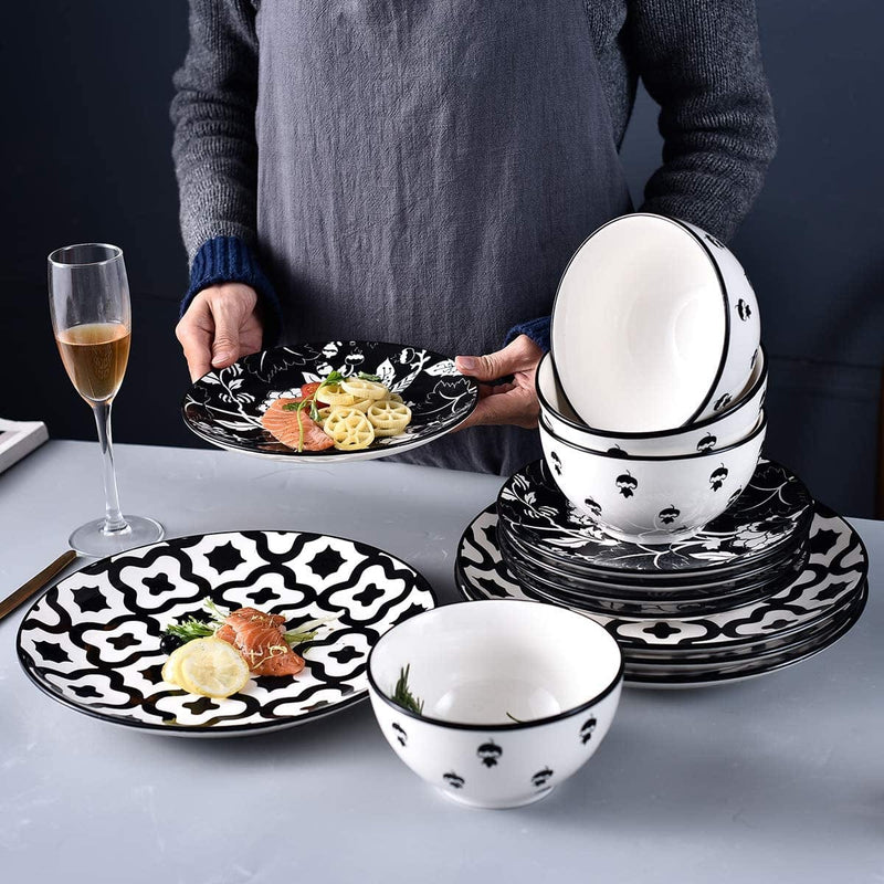 Wisenvoy Dinnerware Sets Plates and Bowls Sets Ceramic Dish Set Plate Set Stoneware Dinnerware Set Dishes Set for 4