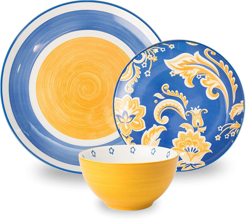 Wisenvoy Plates and Bowls Sets Dish Set Ceramic Dinnerware Sets Plate Set Porcelain Dishes Set for 4 Dinner Plates Home & Garden > Kitchen & Dining > Tableware > Dinnerware Wisenvoy Blue  