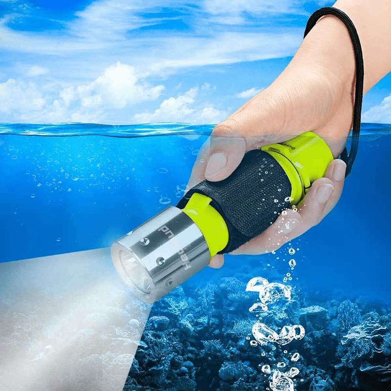 WishDeal 2 Pack Diving Flashlight Underwater LED Scuba Dive Lights Super Bright IPX8 Waterproof 3 Modes for Outdoor Activities with Rechargeable Battery and Charger