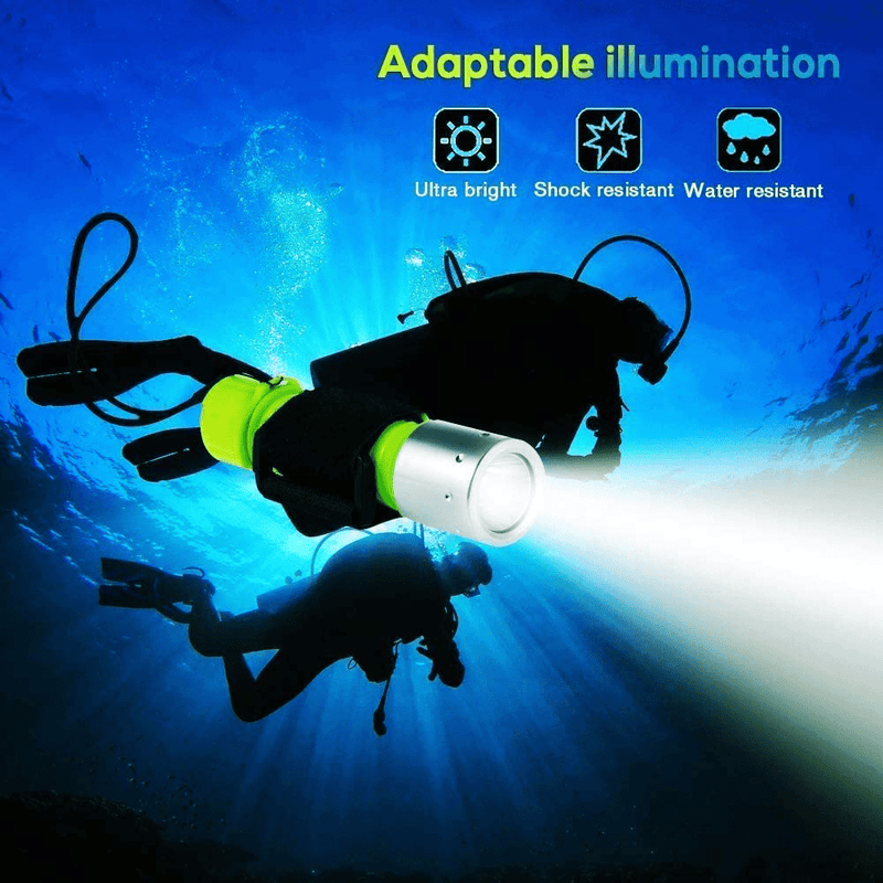 WishDeal 2 Pack Diving Flashlight Underwater LED Scuba Dive Lights Super Bright IPX8 Waterproof 3 Modes for Outdoor Activities with Rechargeable Battery and Charger Hardware > Tools > Flashlights & Headlamps > Flashlights WishDeal   