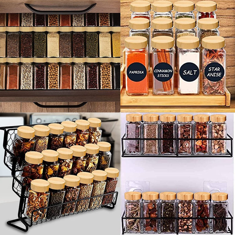 WITOP 24 Pcs Spice Jars - 4 Oz Glass Spice Jars with Bamboo Lids,Spice Labels Stickers, Collapsible Funnel,Brush and Marker.Seasoning Storage Bottles for Spice Rack, Cabinet, Drawer Home & Garden > Decor > Decorative Jars WITOP   