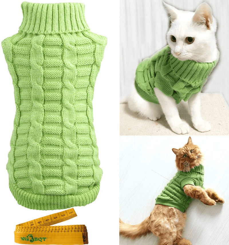 Wiz BBQT Knitted Braid Plait Turtleneck Sweater Knitwear Outerwear for Dogs & Cats Animals & Pet Supplies > Pet Supplies > Cat Supplies > Cat Apparel Wiz BBQT Green Large 