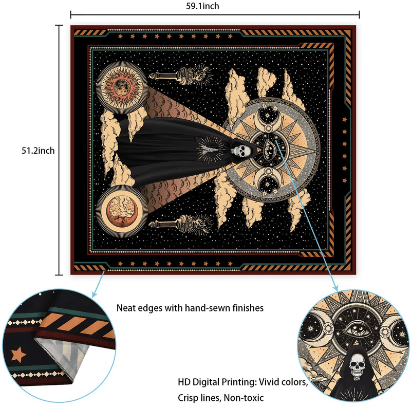 Wizard Skull Tapestry Solar Iris Tapestry Sun and Moon Tapestry Star and Cloud Tapestry Tarot Tapestry for Room Home & Garden > Decor > Artwork > Decorative Tapestries Sevenstars   
