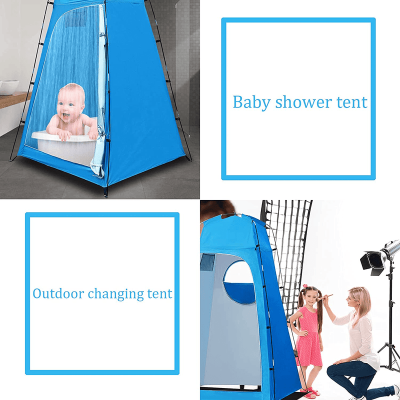 WMLBK Camping Shower Tent 2 Person Tent,Beach Tents Sun Shelter Instant Portable Outdoor Toilet Tent Windproof Water Resistant Privacy Shelter for Changing Room with Window(Blue) Sporting Goods > Outdoor Recreation > Camping & Hiking > Portable Toilets & Showers WMLBK   