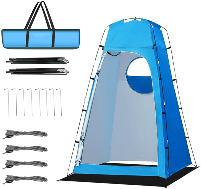 WMLBK Camping Shower Tent 2 Person Tent,Beach Tents Sun Shelter Instant Portable Outdoor Toilet Tent Windproof Water Resistant Privacy Shelter for Changing Room with Window(Blue) Sporting Goods > Outdoor Recreation > Camping & Hiking > Portable Toilets & Showers WMLBK   