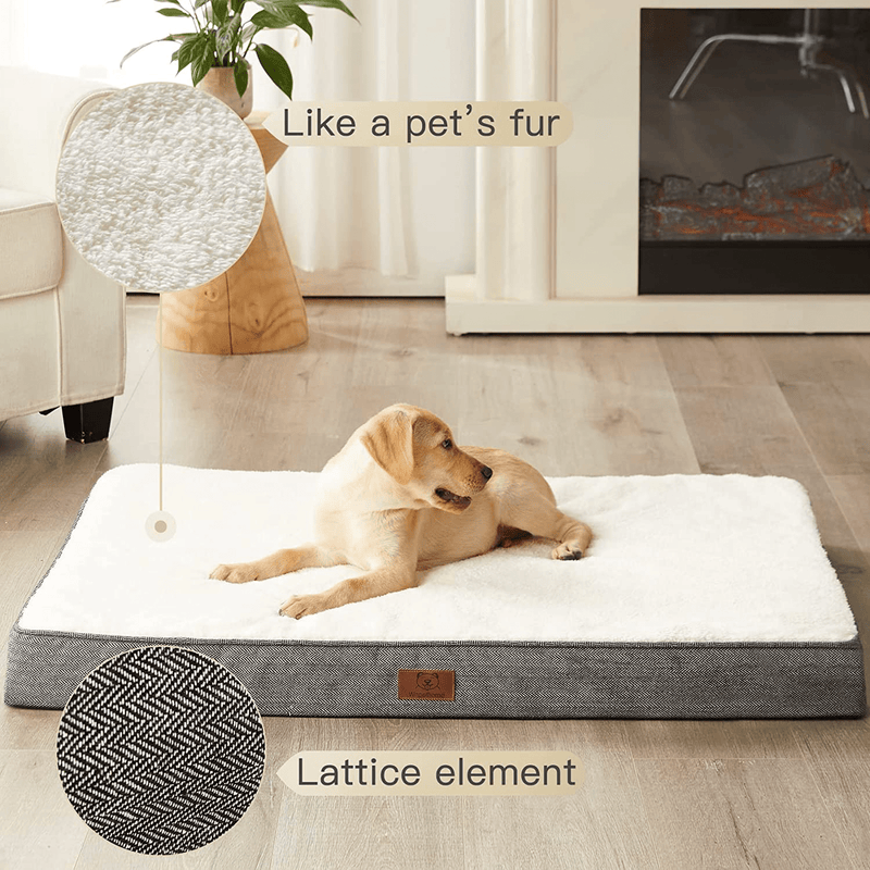 WNPETHOME Dog Beds for Large Dogs, Orthopedic Dog Bed for Medium Large Dogs, Egg- Foam Dog Crate Bed,Dog Mattress with Removable Washable Cover & Non-Slip Bottom（Large Dog Bed 30/36/42）