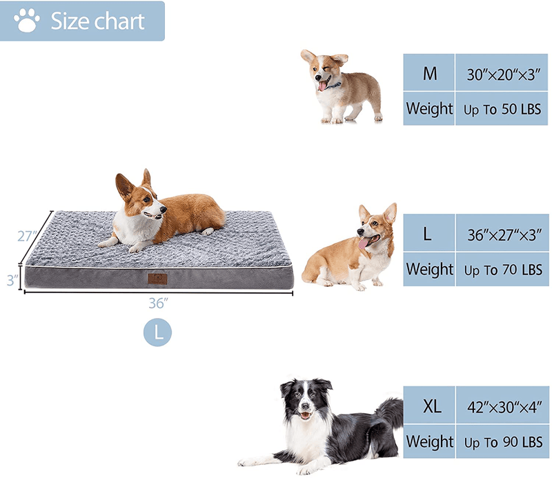WNPETHOME Orthopedic Large Dog Bed, Dog Bed for Large Dogs with Egg Foam Crate Pet Bed with Soft Rose Plush Waterproof Dog Bed Cover Washable Removable Animals & Pet Supplies > Pet Supplies > Dog Supplies > Dog Beds WNPETHOME   