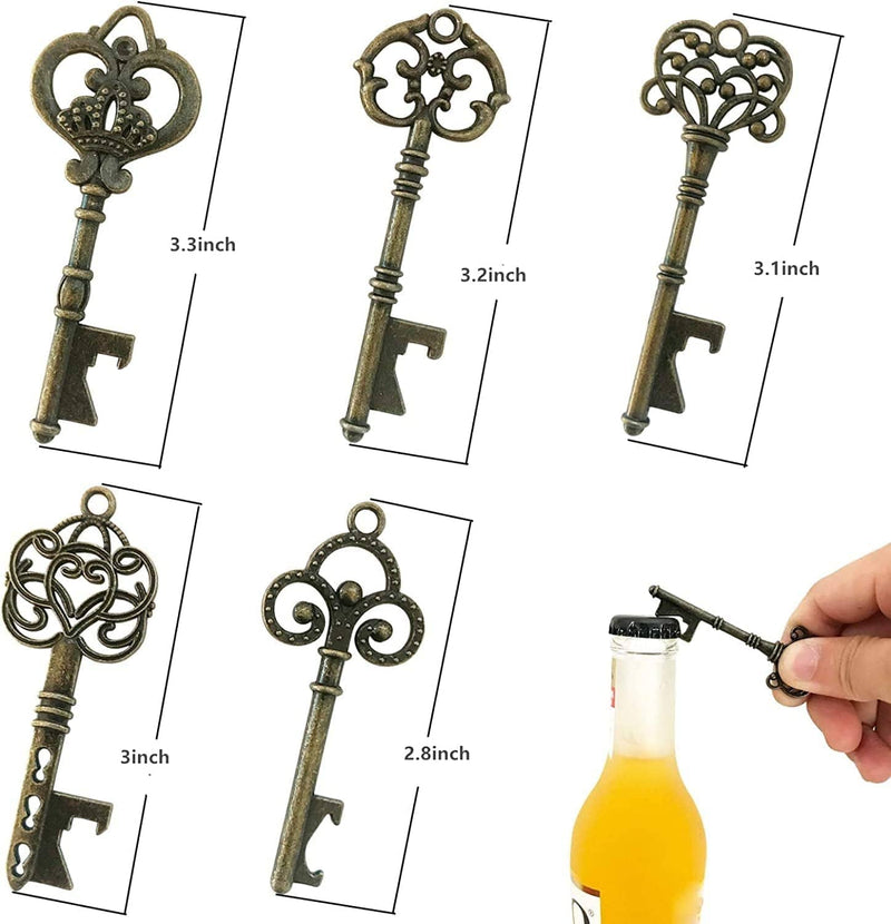 WODEGIFT 50Pcs Bottle Opener,Wedding Favors Vintage Skeleton Key Bottle Opener,Key Bottle Openers with Escort Tag Cards and Key Chains Wedding Gifts for Guest（Bronze,5 Styles） Home & Garden > Kitchen & Dining > Barware WODEGIFT   