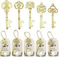 WODEGIFT 50Pcs Bottle Opener,Wedding Favors Vintage Skeleton Key Bottle Opener,Key Bottle Openers with Escort Tag Cards and Key Chains Wedding Gifts for Guest（Bronze,5 Styles） Home & Garden > Kitchen & Dining > Barware WODEGIFT Gold  