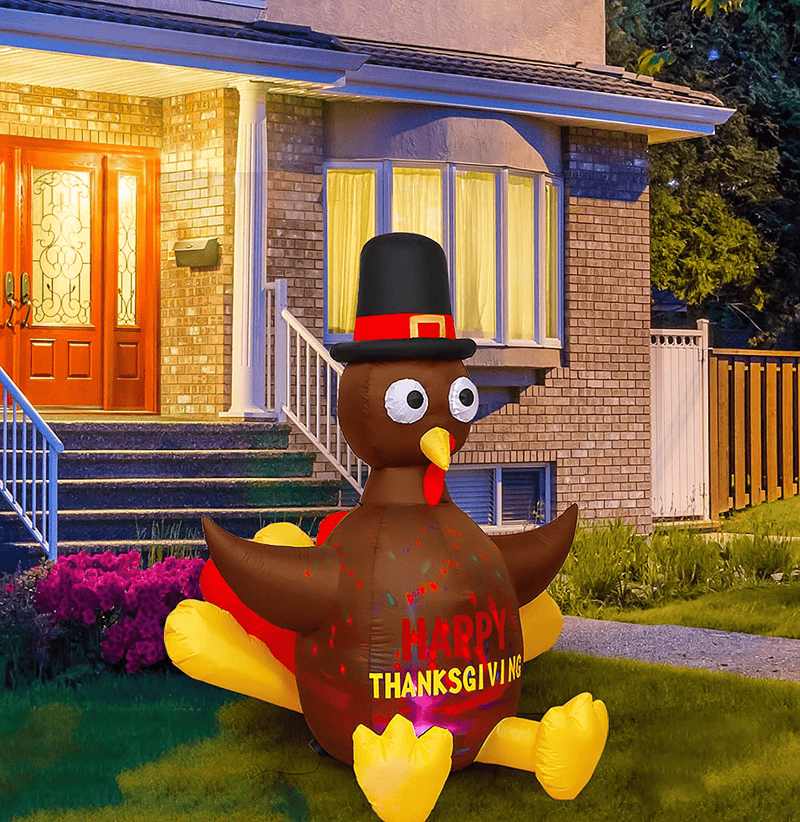 WOGOON Thanksgiving Inflatable Turkey with Pilgrim Hat, 5FT Blow Up Happy Thanksgiving Inflatable Outdoor Lawn Yard Decoration, Rotating LED Lighted Turkey Autumn Decor for Home Outside Garden Home & Garden > Decor > Seasonal & Holiday Decorations& Garden > Decor > Seasonal & Holiday Decorations WOGOON   