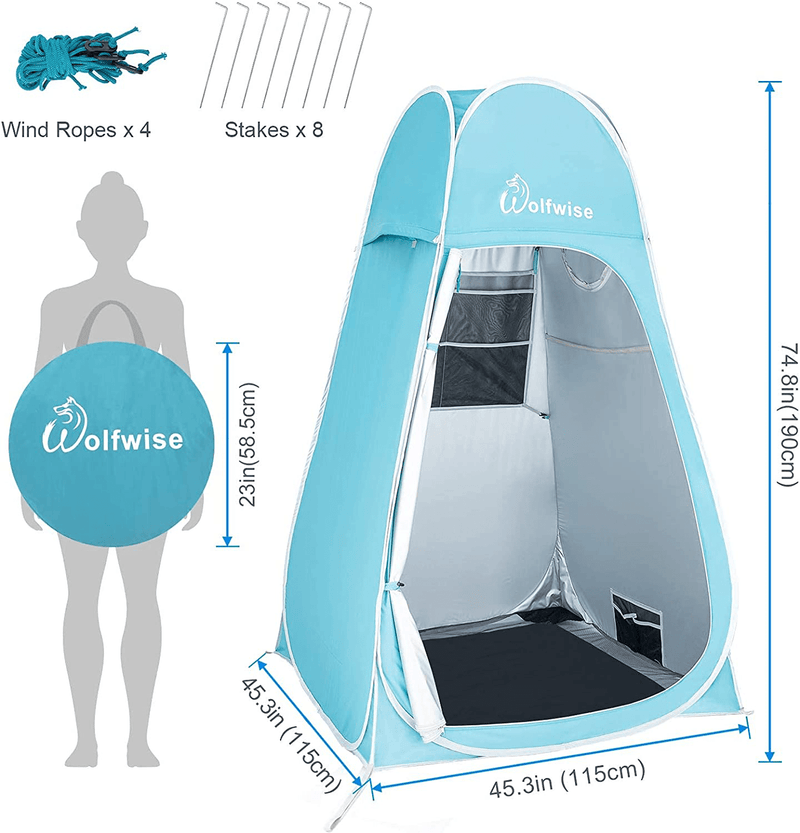 Wolfwise Portable Pop up Privacy Shower Tent Spacious Changing Room for Camping Hiking Beach Toilet Shower Bathroom