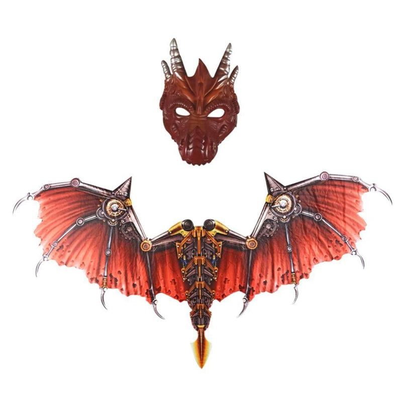 Women Man Dragon Costume Party Cosplay Mask for Adults Kids Masquerade Costumes Horrible Dragon Mask Wings Tail Halloween Costume Set Apparel & Accessories > Costumes & Accessories > Masks EFINNY Red  