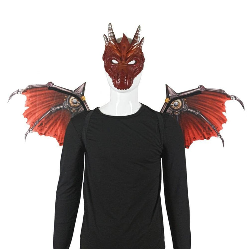 Women Man Dragon Costume Party Cosplay Mask for Adults Kids Masquerade Costumes Horrible Dragon Mask Wings Tail Halloween Costume Set